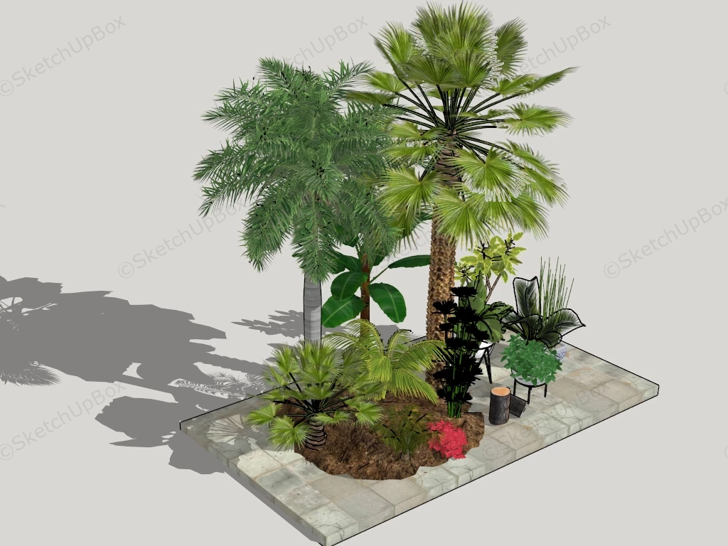 Tropical Garden Trees sketchup model preview - SketchupBox