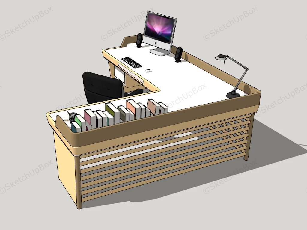 L Shaped Desk Workstation sketchup model preview - SketchupBox