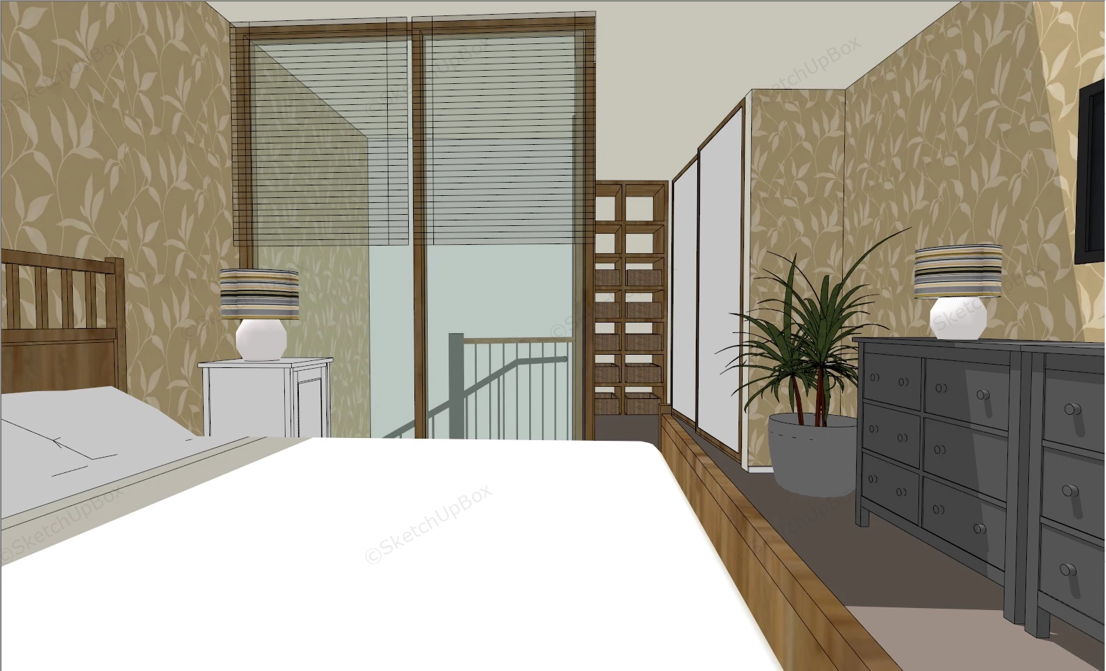 Loft Style Bedroom Design sketchup model preview - SketchupBox