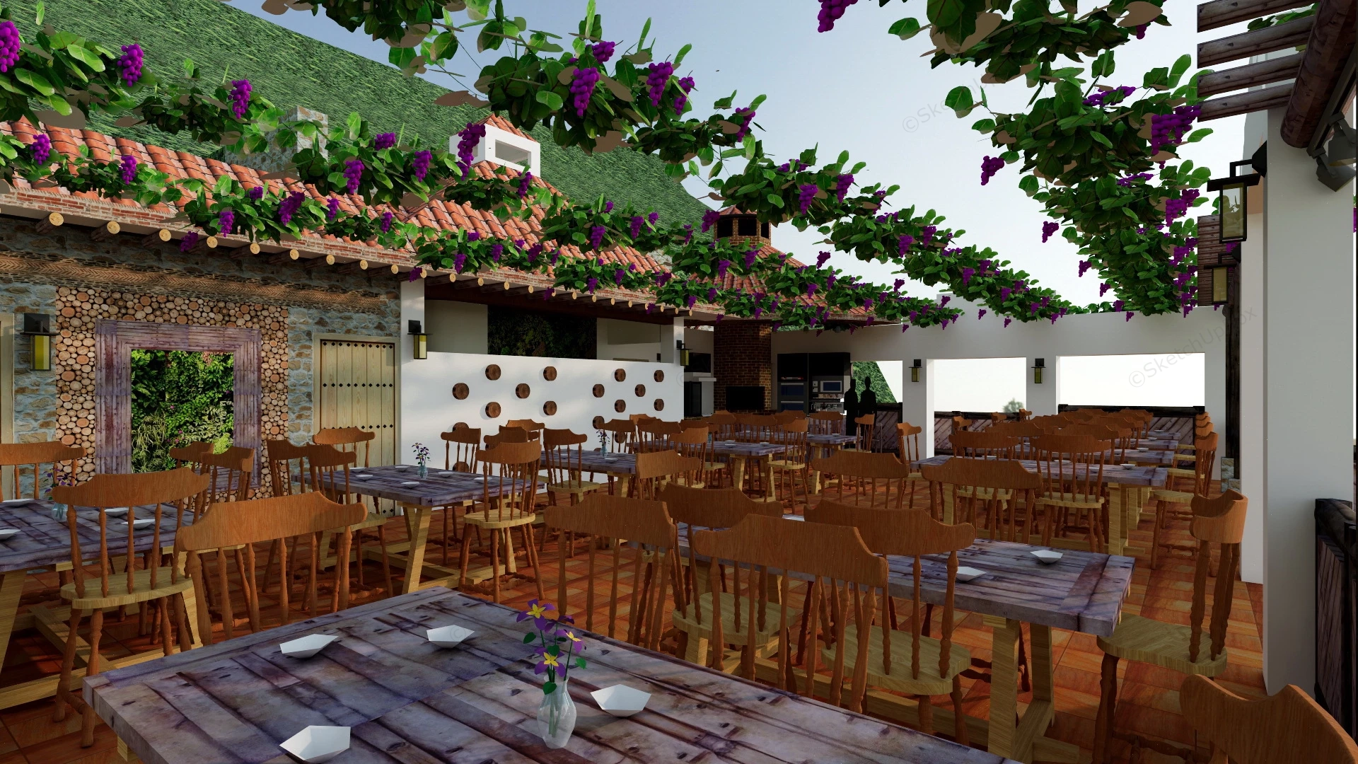 Village Restaurant Design sketchup model preview - SketchupBox