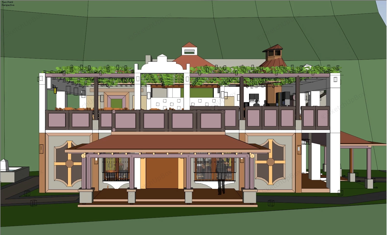 Village Restaurant Design sketchup model preview - SketchupBox