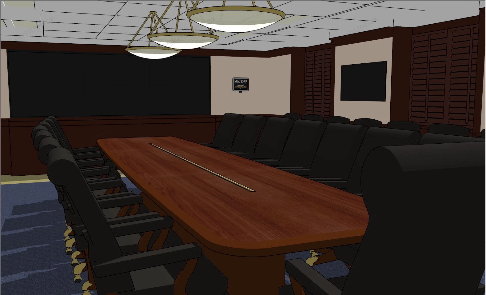 Retro Conference Room sketchup model preview - SketchupBox