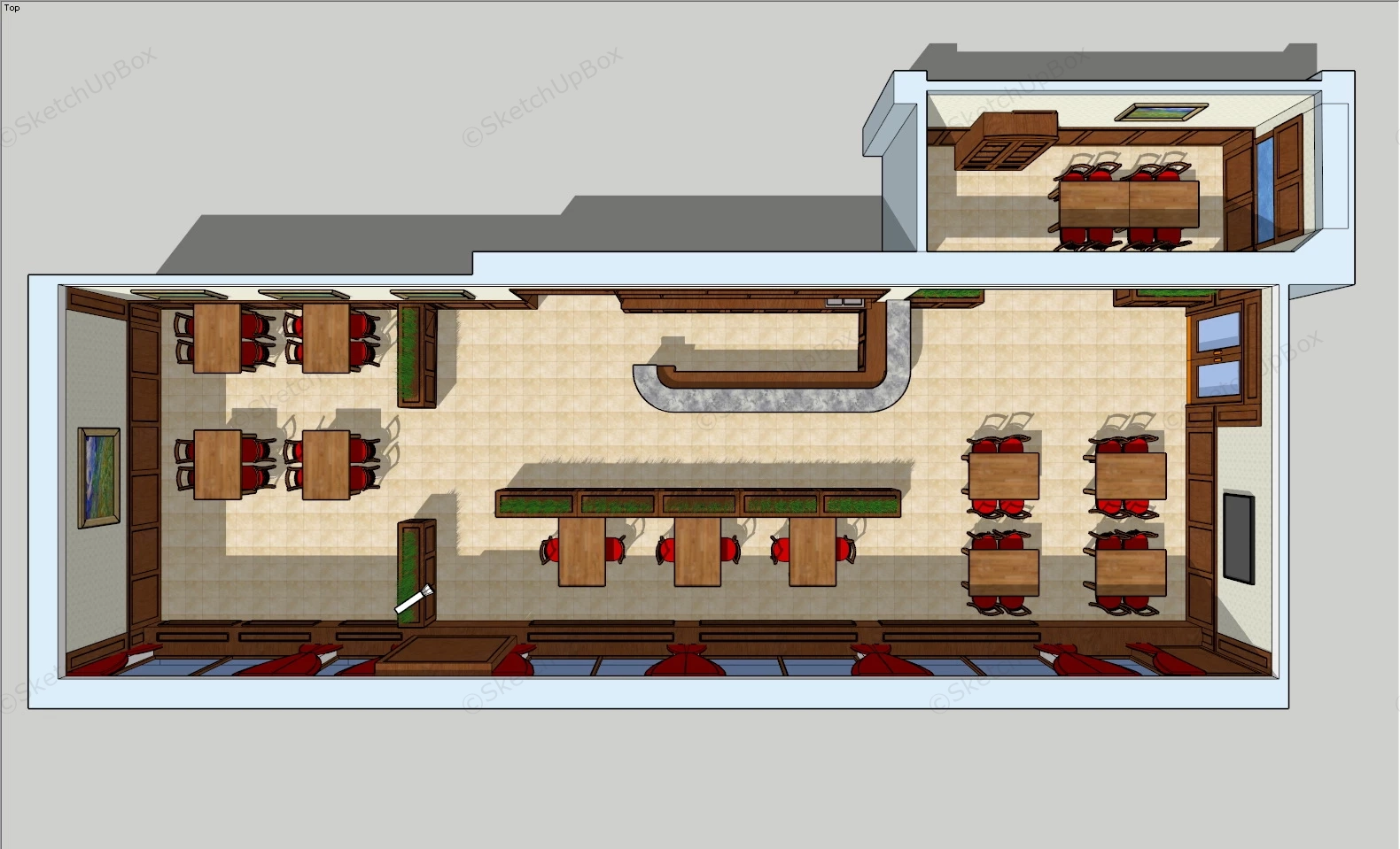 Fast Food Restaurant Design sketchup model preview - SketchupBox