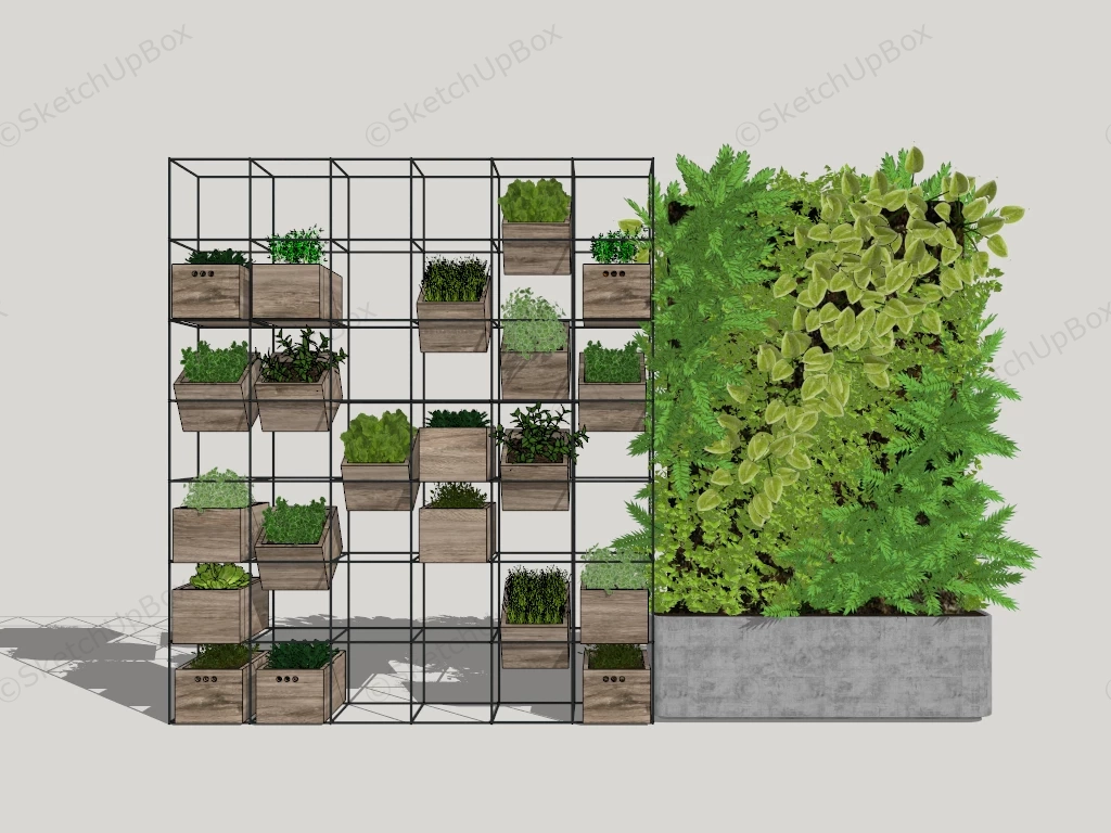 Vertical Garden Stand And Planters sketchup model preview - SketchupBox