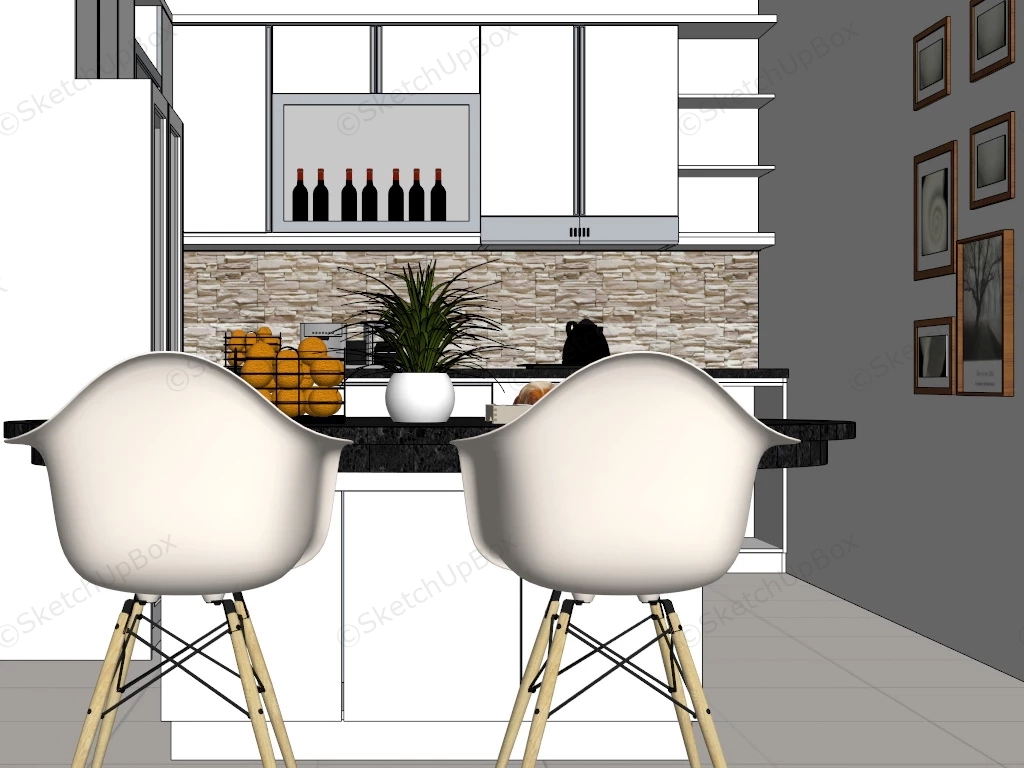 Small Kitchen Design With Dining Table sketchup model preview - SketchupBox