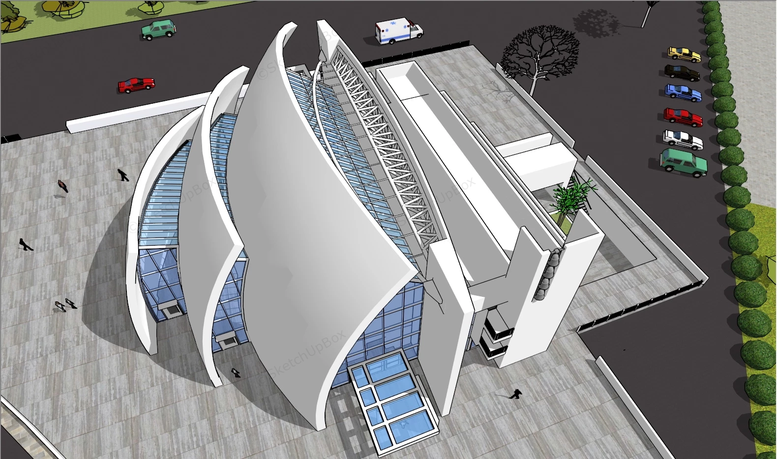 Modern Church Architecture Design sketchup model preview - SketchupBox