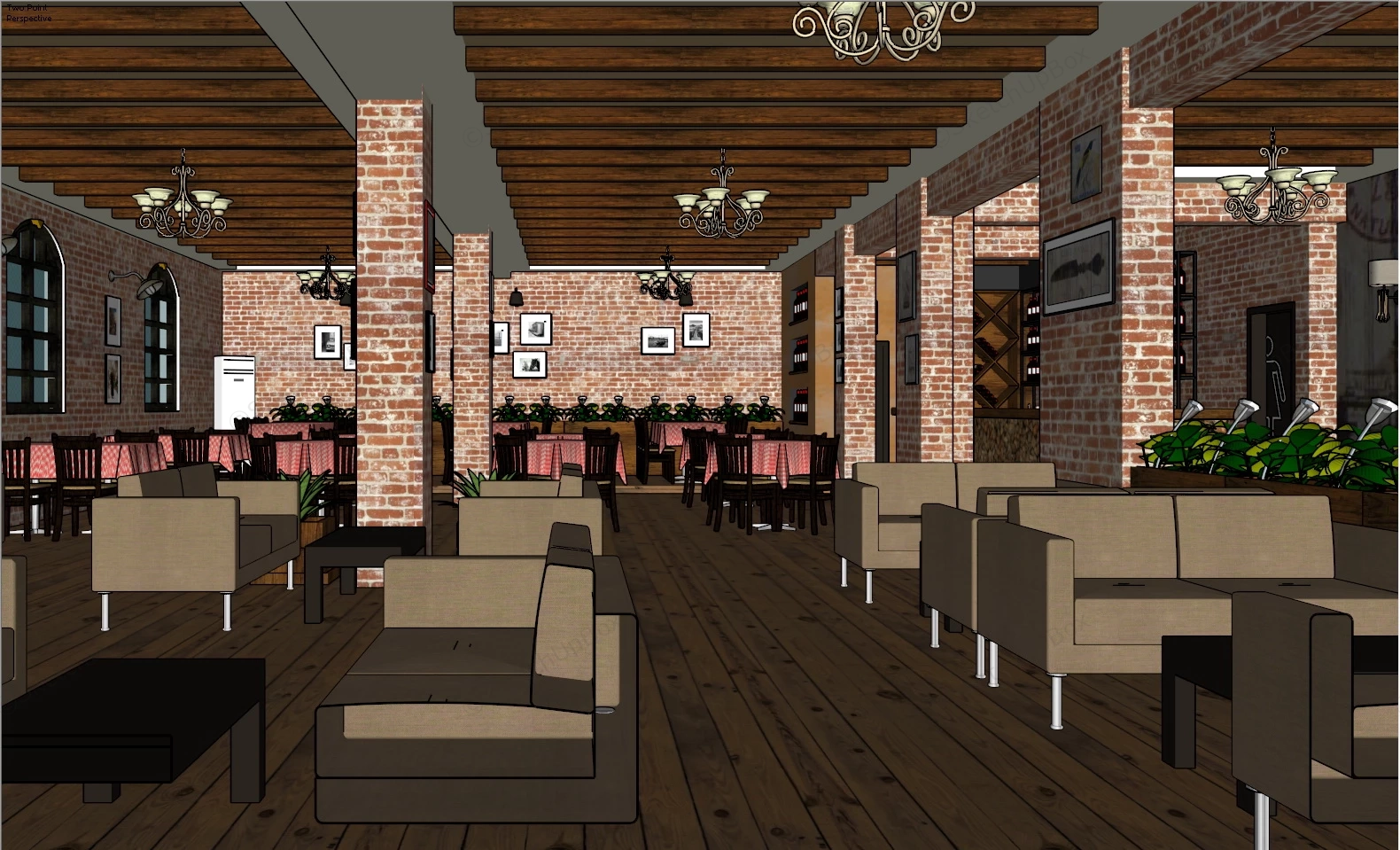 Red Brick Restaurant sketchup model preview - SketchupBox