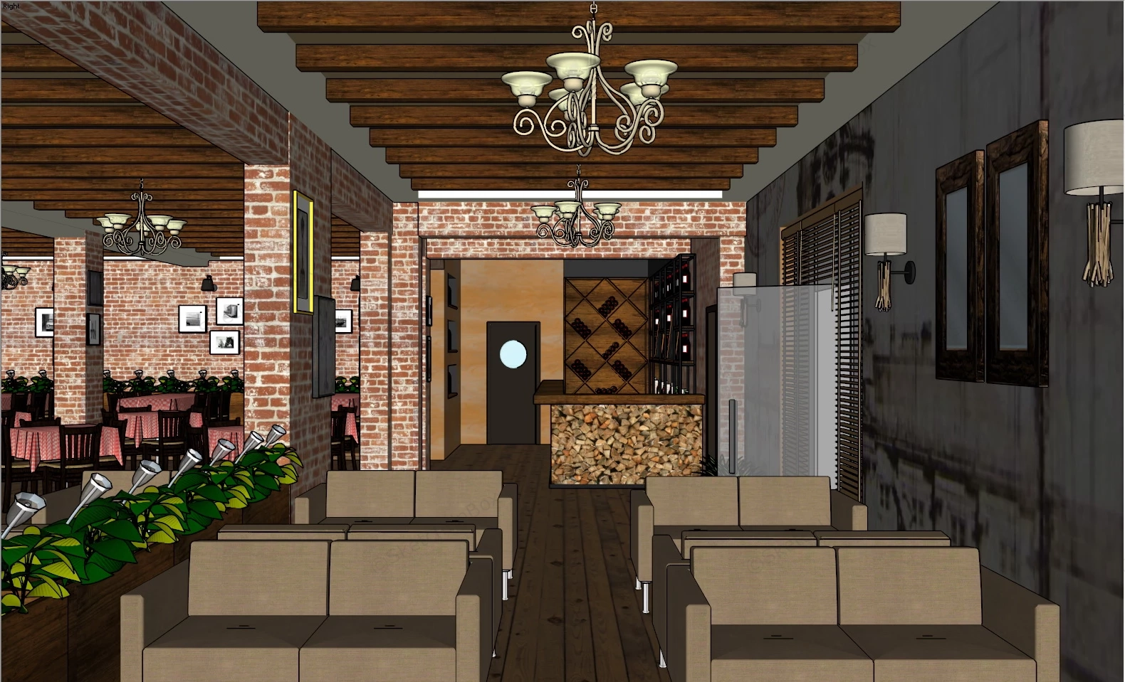 Red Brick Restaurant sketchup model preview - SketchupBox