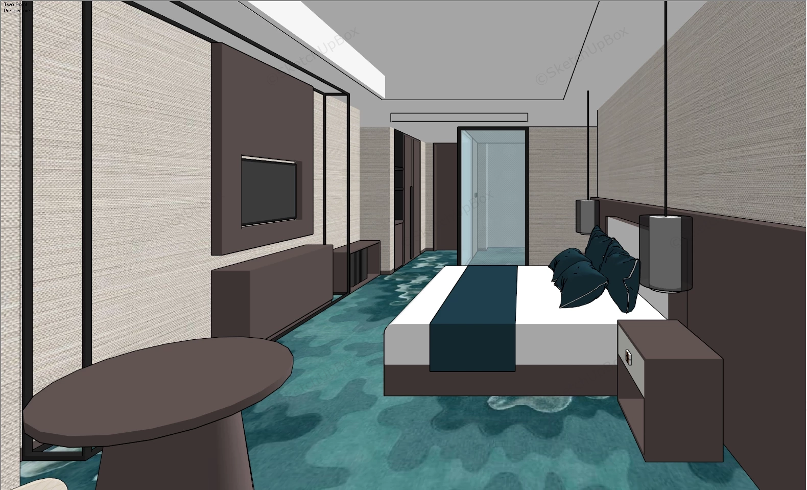 Budget Hotel Room Design sketchup model preview - SketchupBox