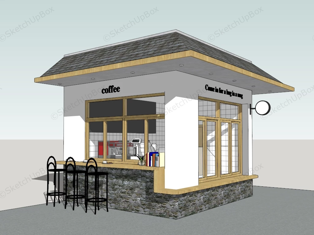 Outdoor Coffee Kiosk sketchup model preview - SketchupBox