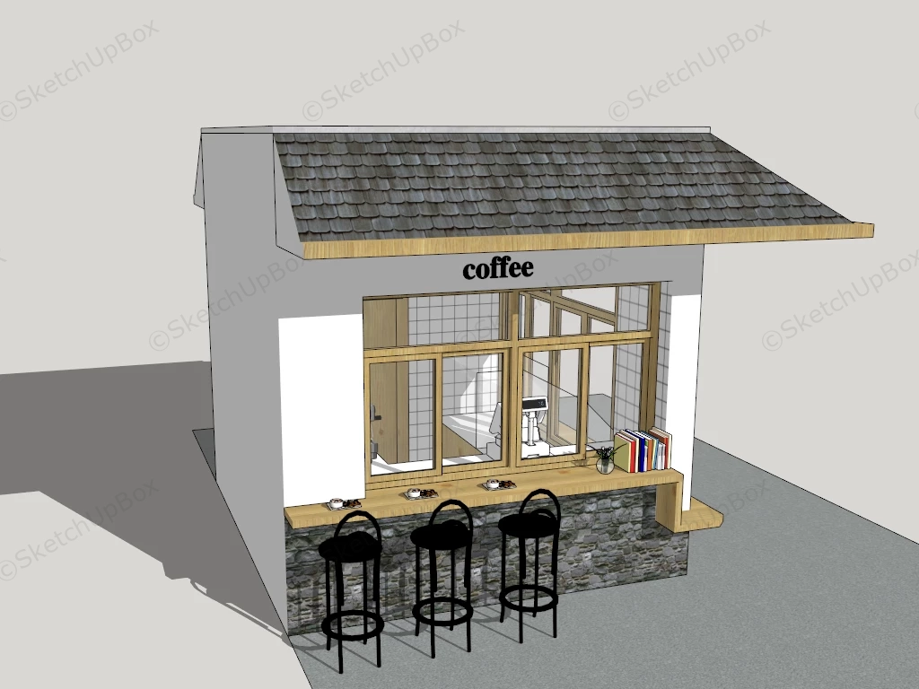 Outdoor Coffee Kiosk sketchup model preview - SketchupBox