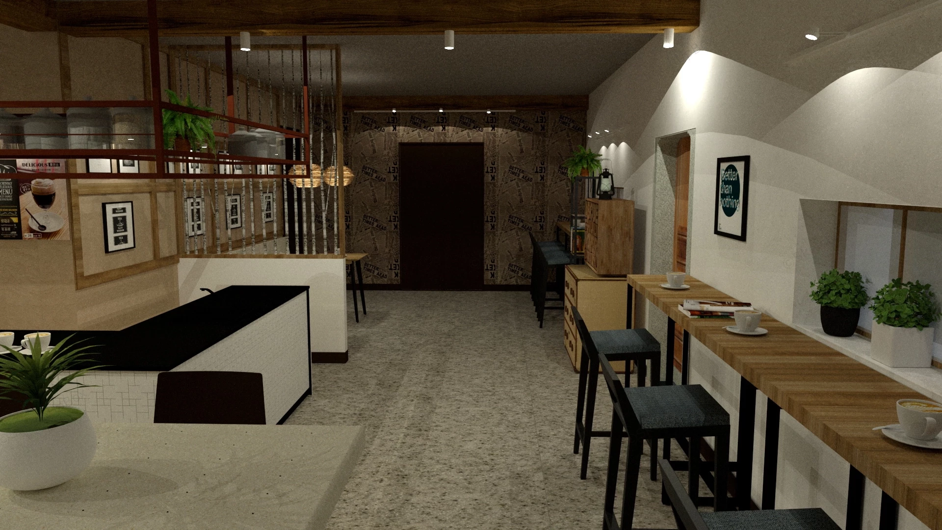 Rustic Industrial Coffee Shop Design sketchup model preview - SketchupBox