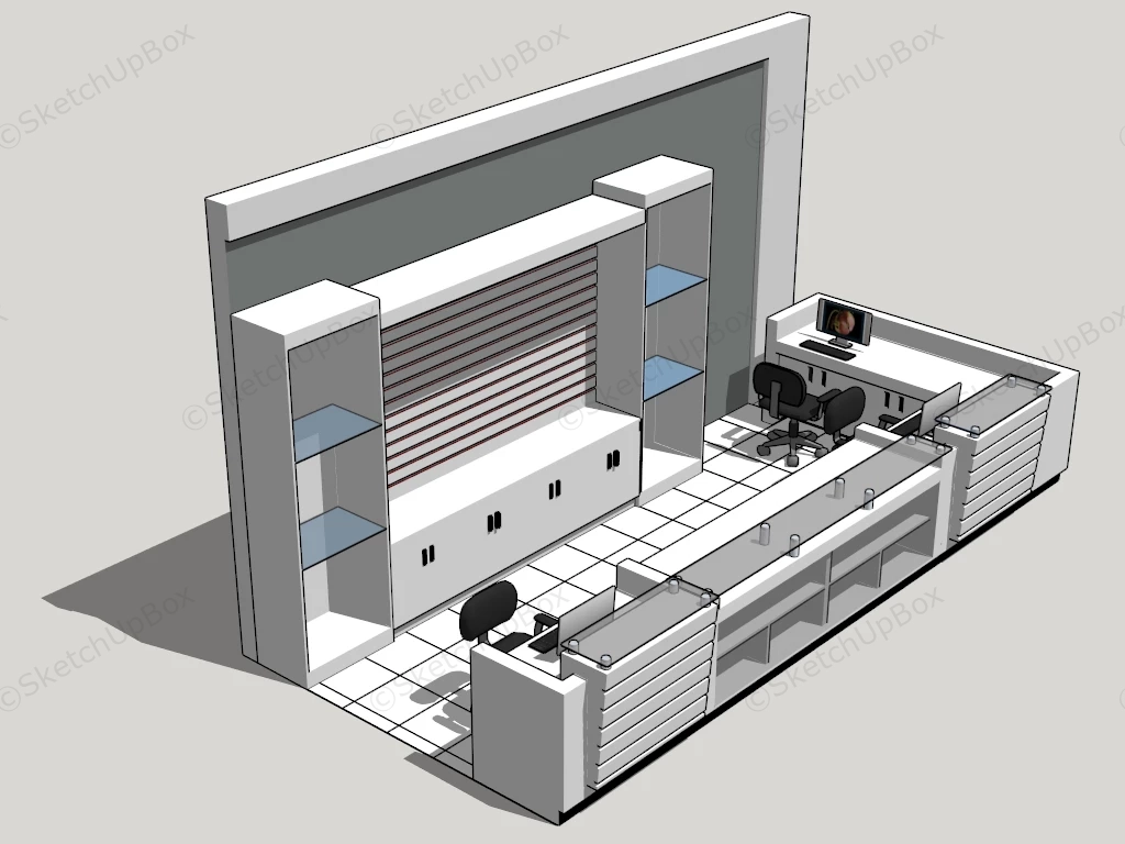 Reception Area Desk And Counter sketchup model preview - SketchupBox