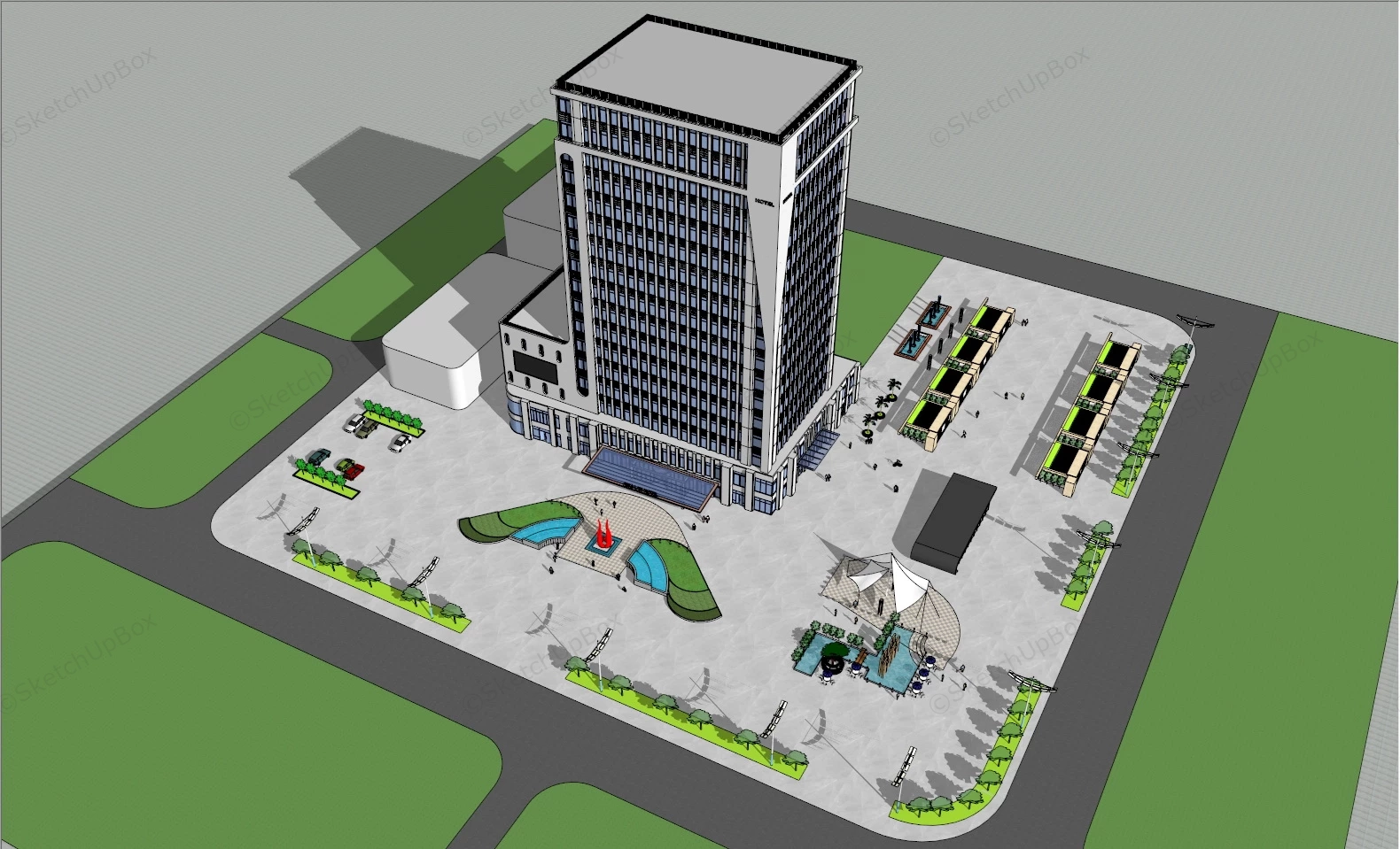 Modern Hotel Architecture sketchup model preview - SketchupBox