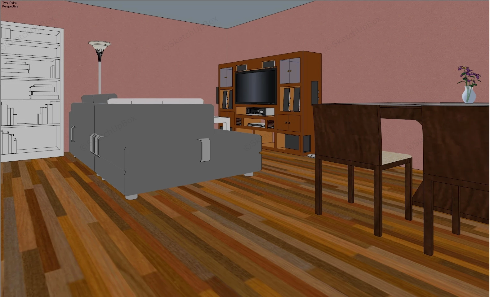 3 Bedroom Apartment Layout sketchup model preview - SketchupBox