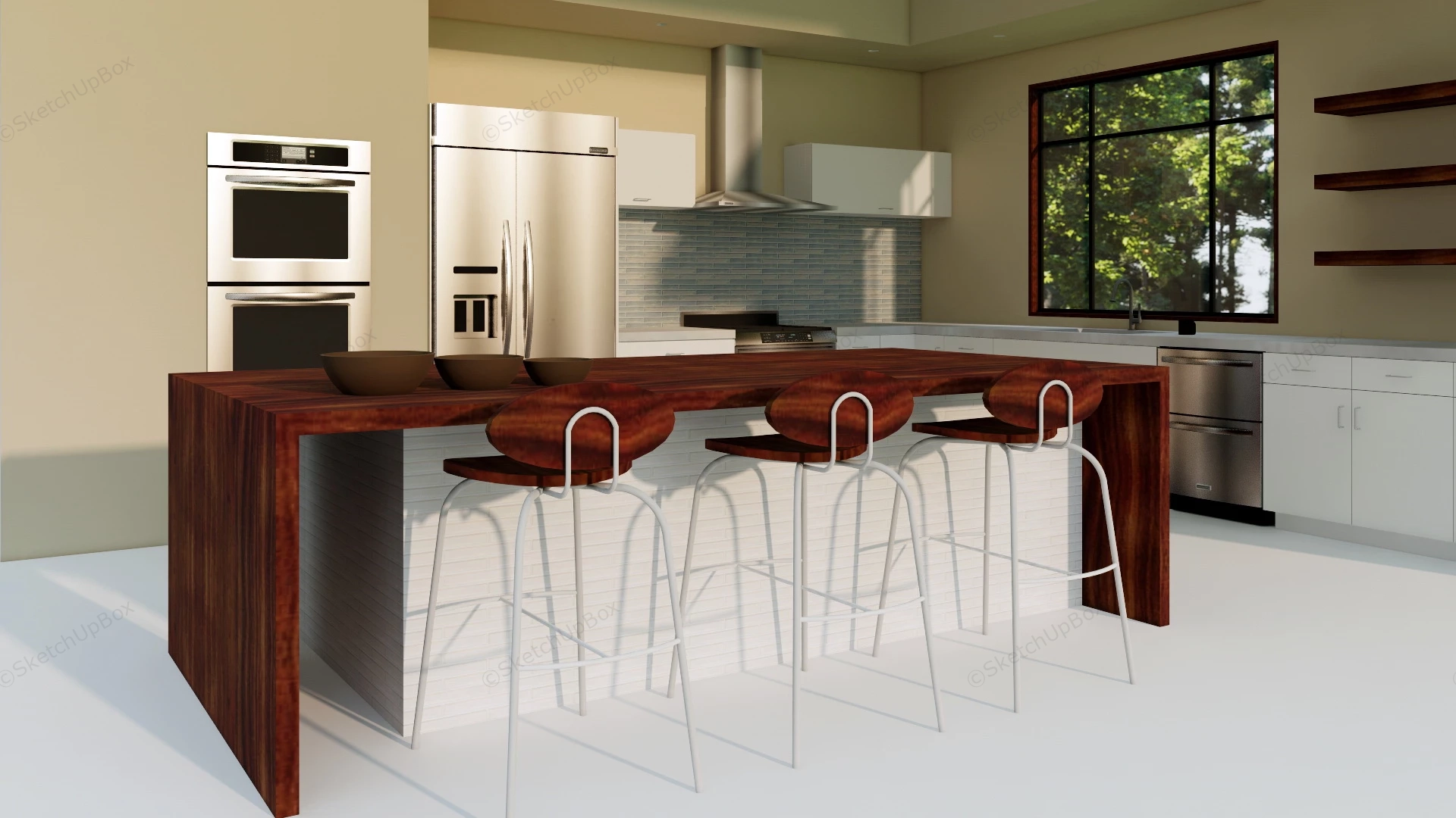 L Shaped Kitchen Ideas With Island sketchup model preview - SketchupBox