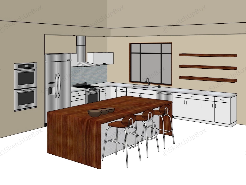 L Shaped Kitchen Ideas With Island sketchup model preview - SketchupBox