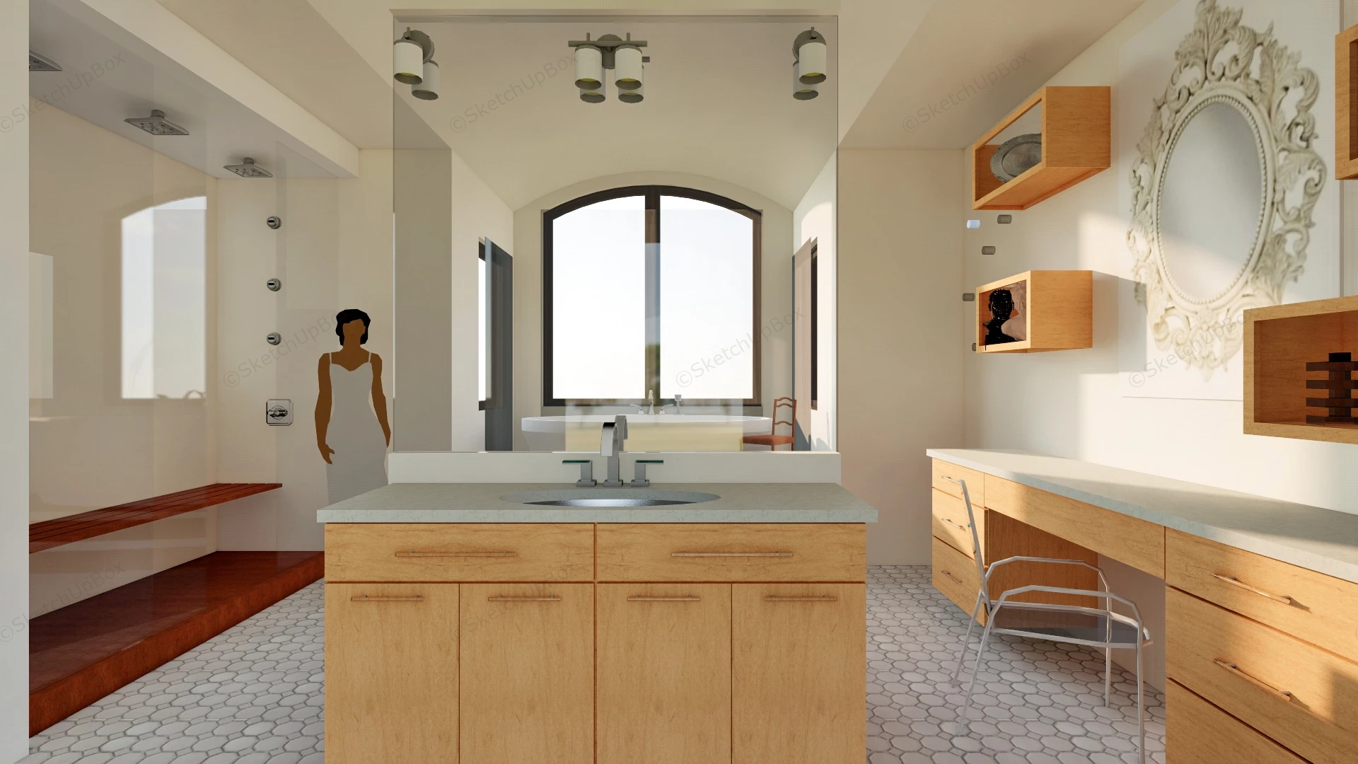 Master Bathroom With Dressing Area sketchup model preview - SketchupBox