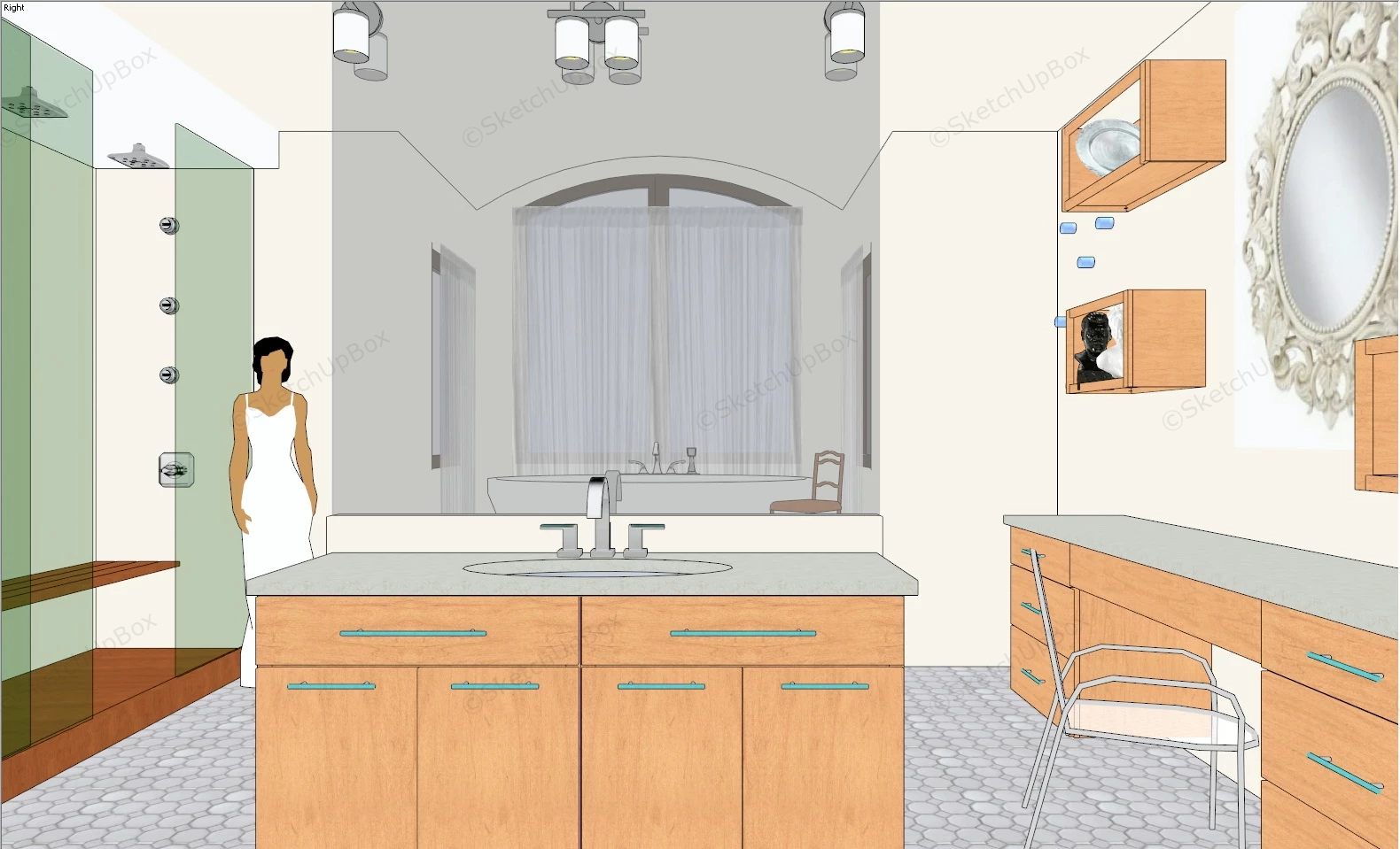 Master Bathroom With Dressing Area sketchup model preview - SketchupBox