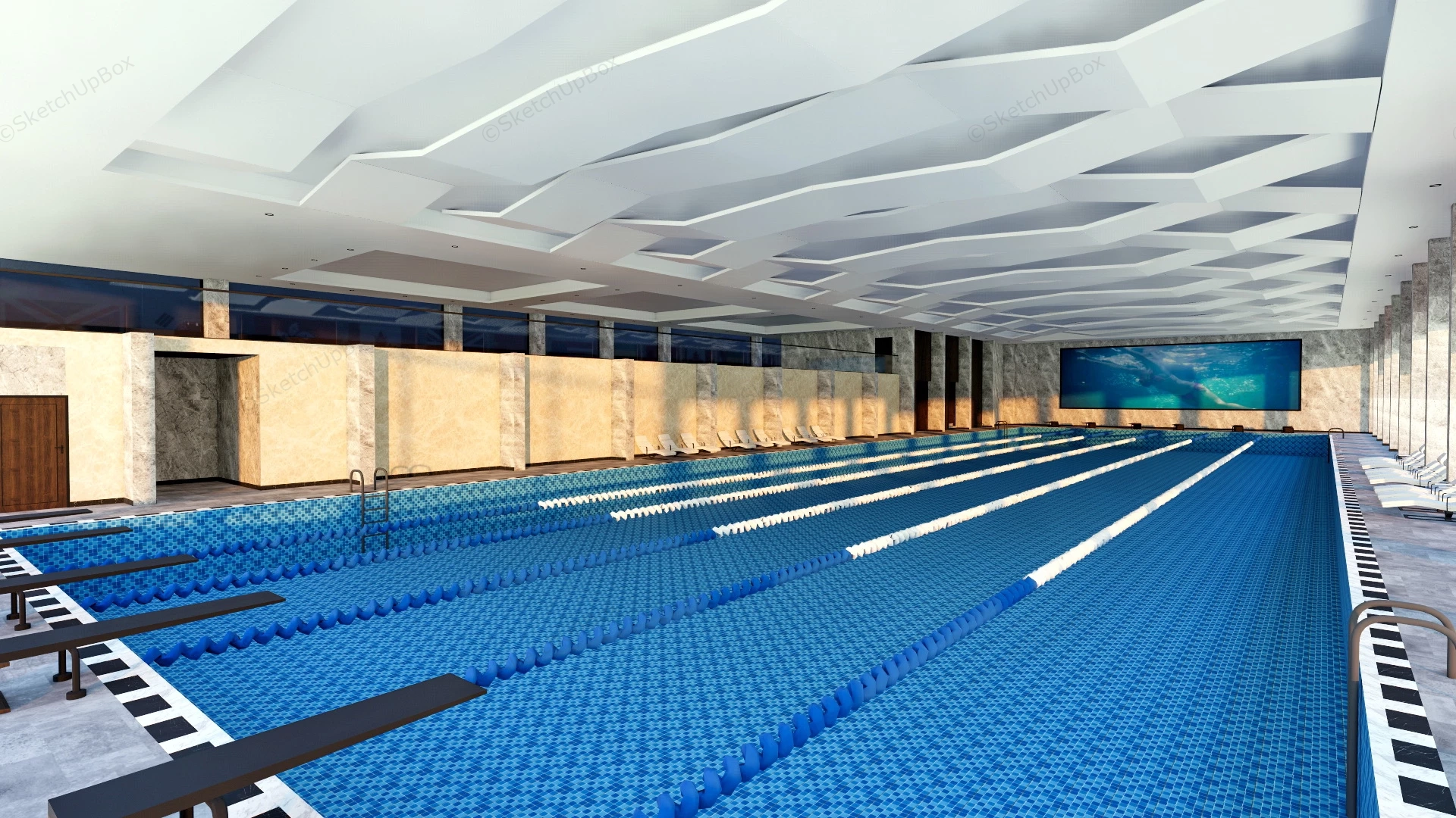 Swimming Stadium sketchup model preview - SketchupBox