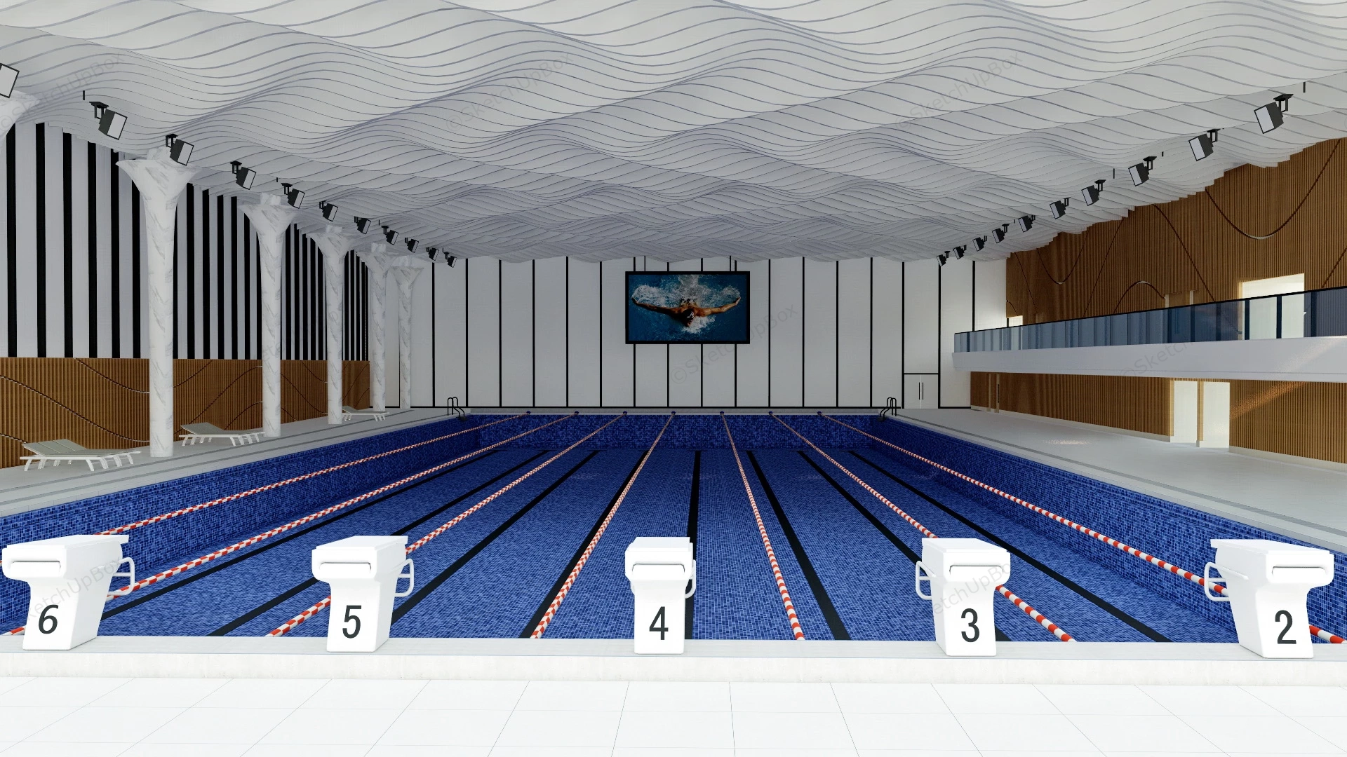 Indoor Olympic Swimming Pool sketchup model preview - SketchupBox