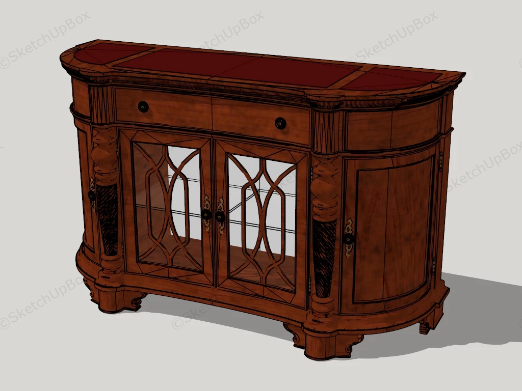 Vintage Wood Console Table sketchup model preview - SketchupBox