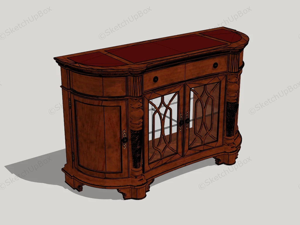 Vintage Wood Console Table sketchup model preview - SketchupBox