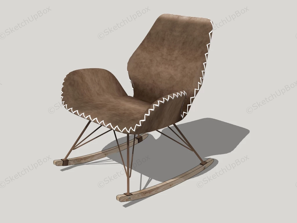 Rustic Leather Eames Rocking Chair sketchup model preview - SketchupBox