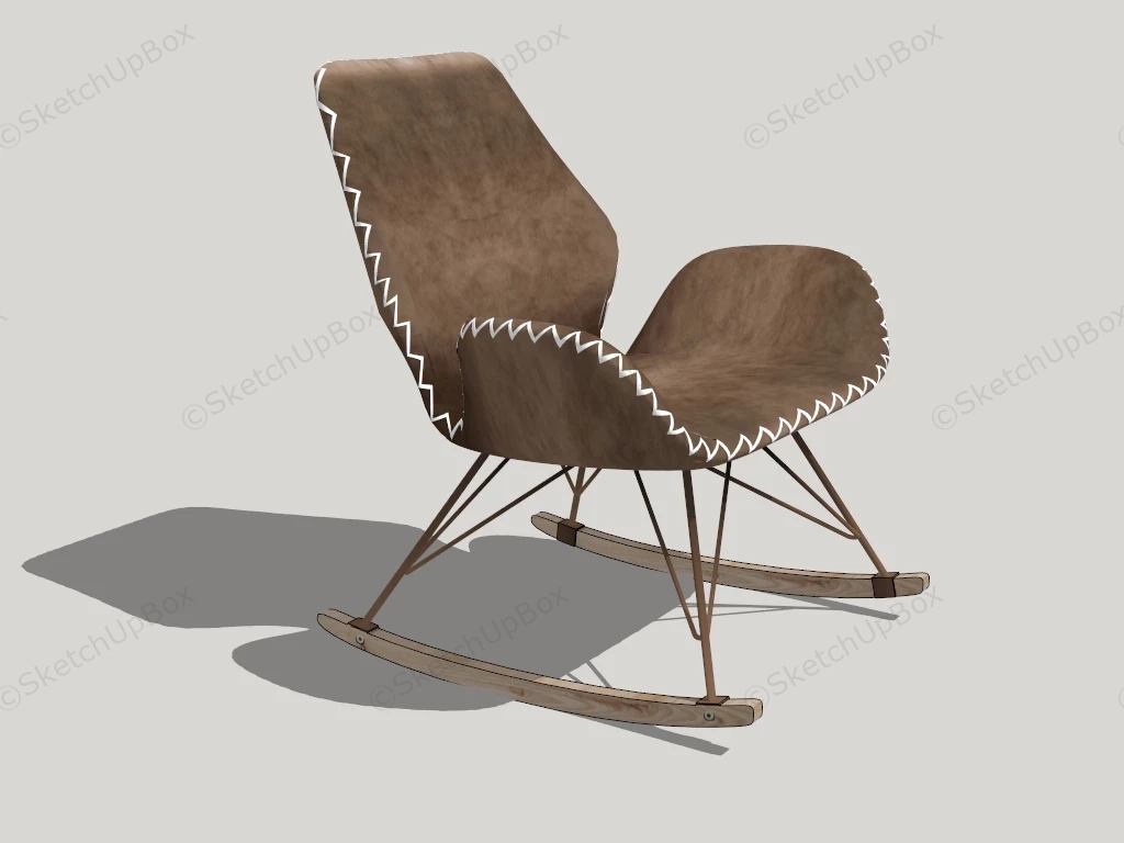 Rustic Leather Eames Rocking Chair sketchup model preview - SketchupBox