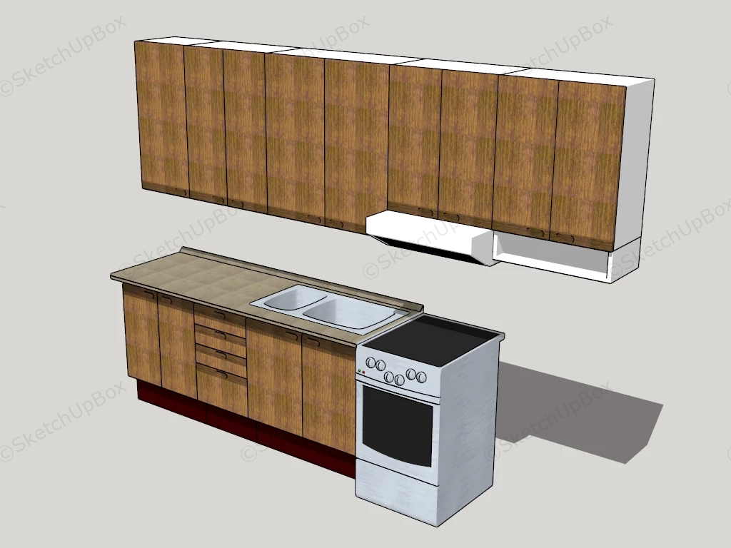 Small Straight Kitchen Cabinets sketchup model preview - SketchupBox