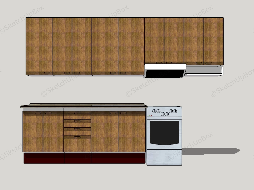 Small Straight Kitchen Cabinets sketchup model preview - SketchupBox