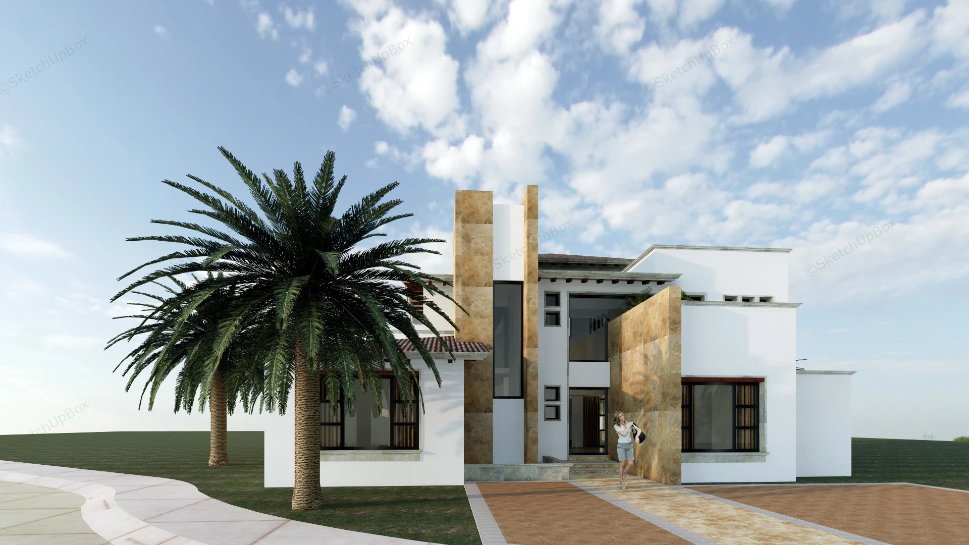 Modern Tropical House sketchup model preview - SketchupBox