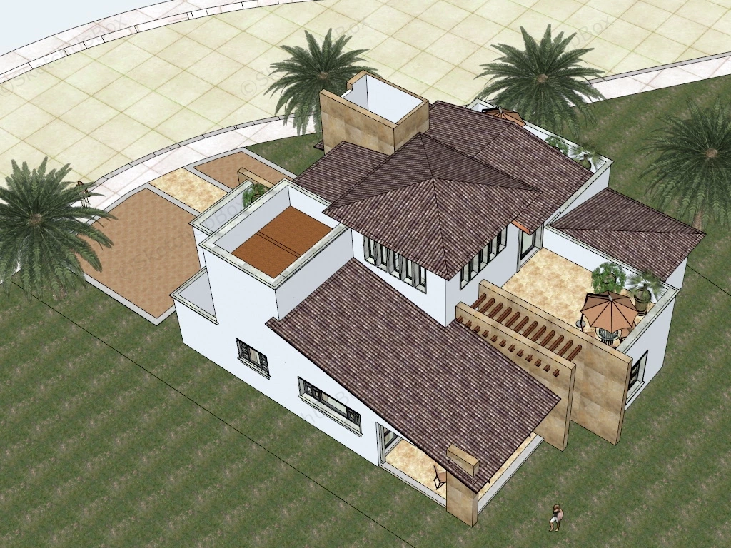 Modern Tropical House sketchup model preview - SketchupBox