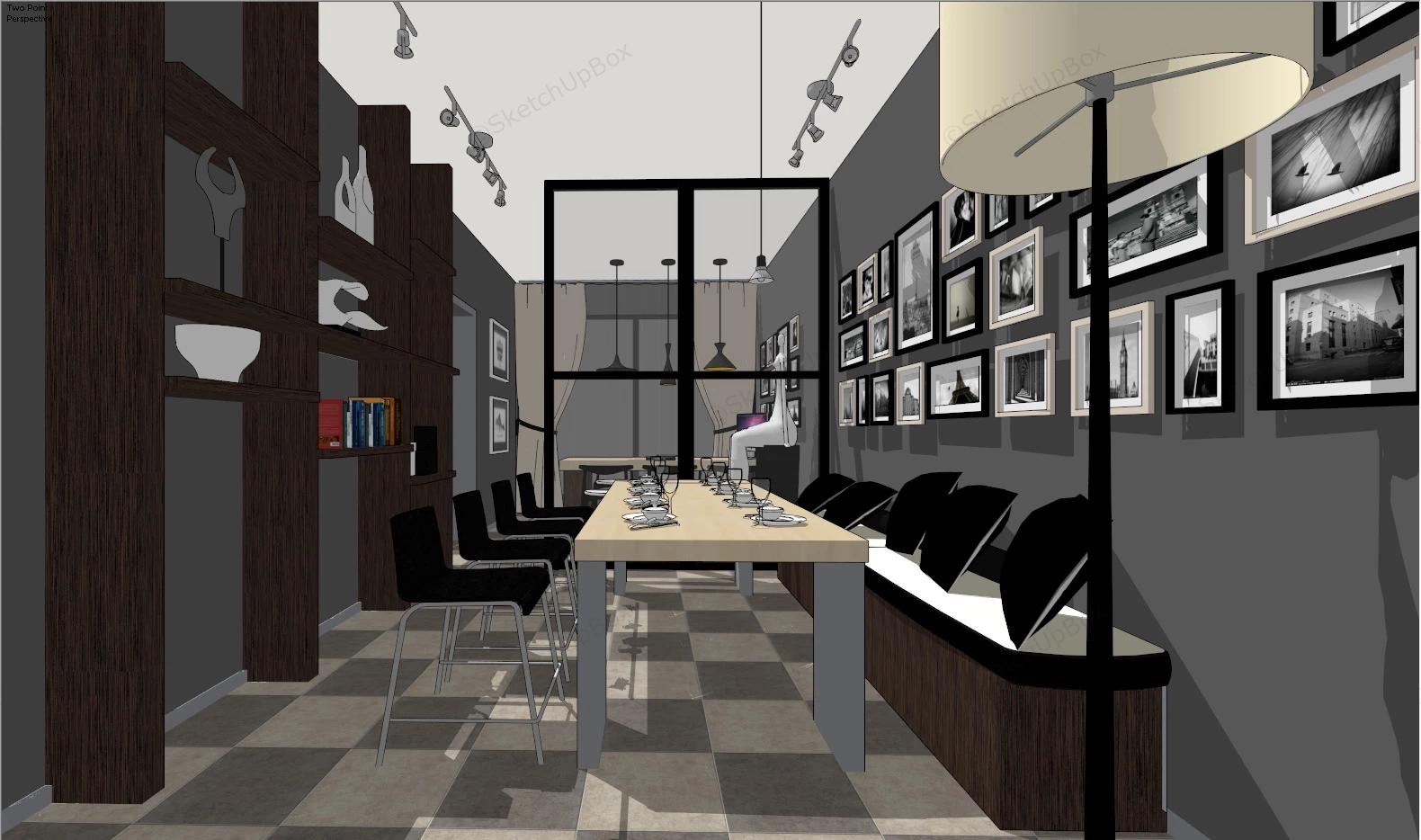 Small Restaurant Interior Design Ideas sketchup model preview - SketchupBox