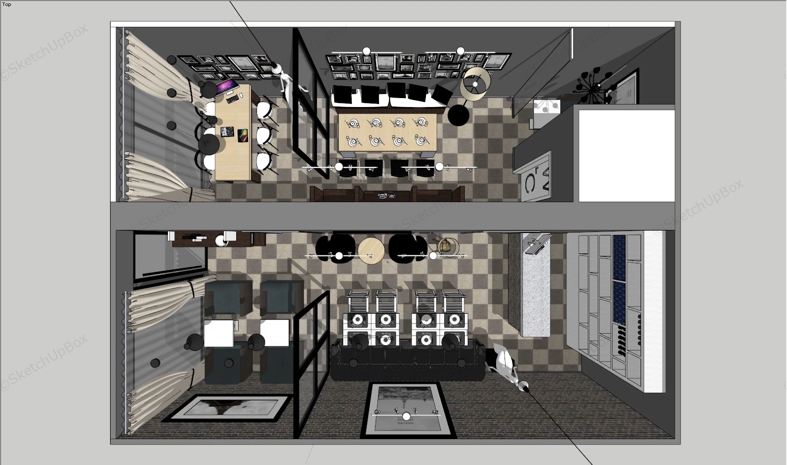 Small Restaurant Interior Design Ideas sketchup model preview - SketchupBox