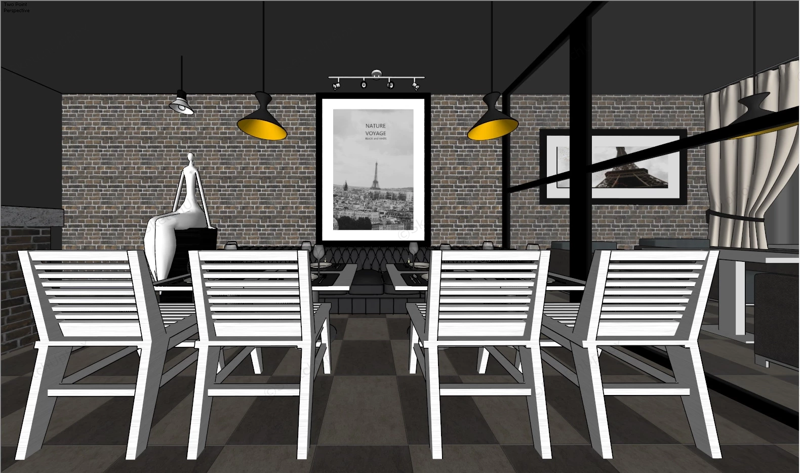 Small Restaurant Interior Design Ideas sketchup model preview - SketchupBox