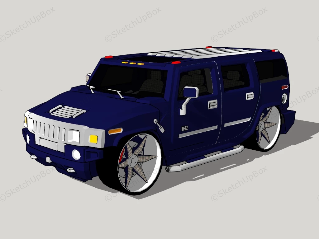 Hummer H2 Blue sketchup model preview - SketchupBox