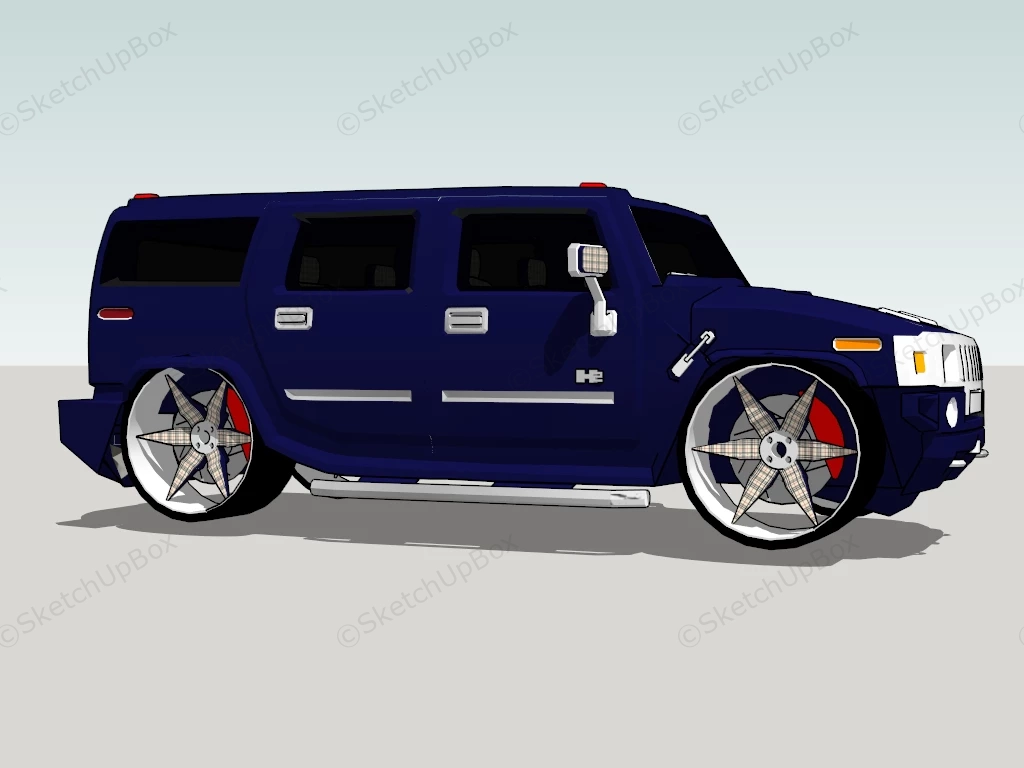 Hummer H2 Blue sketchup model preview - SketchupBox