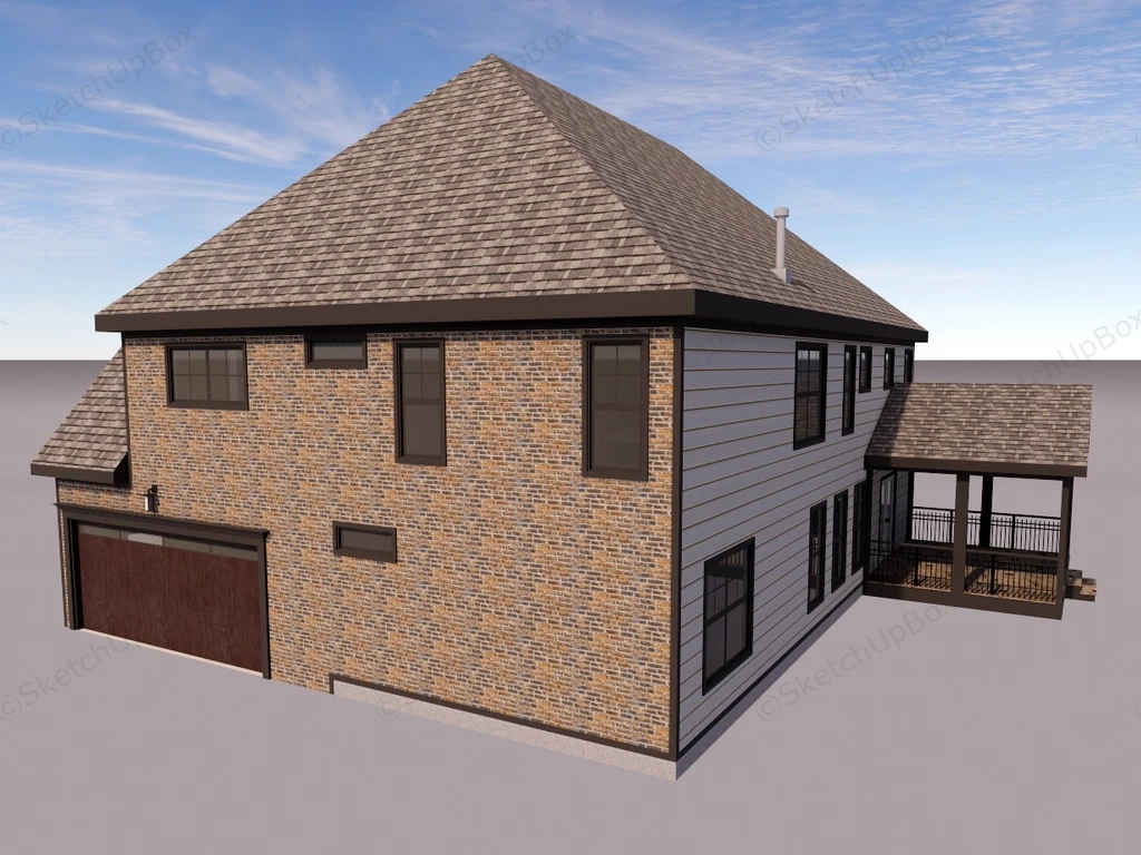 Rustic Stone House Design sketchup model preview - SketchupBox