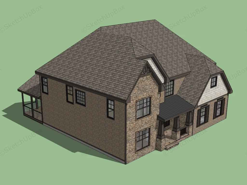 Rustic Stone House Design sketchup model preview - SketchupBox