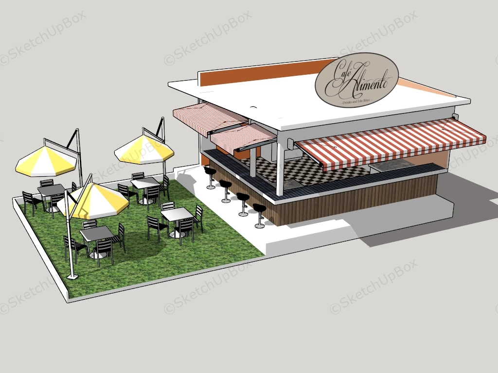 Outdoor Coffee Kiosk sketchup model preview - SketchupBox