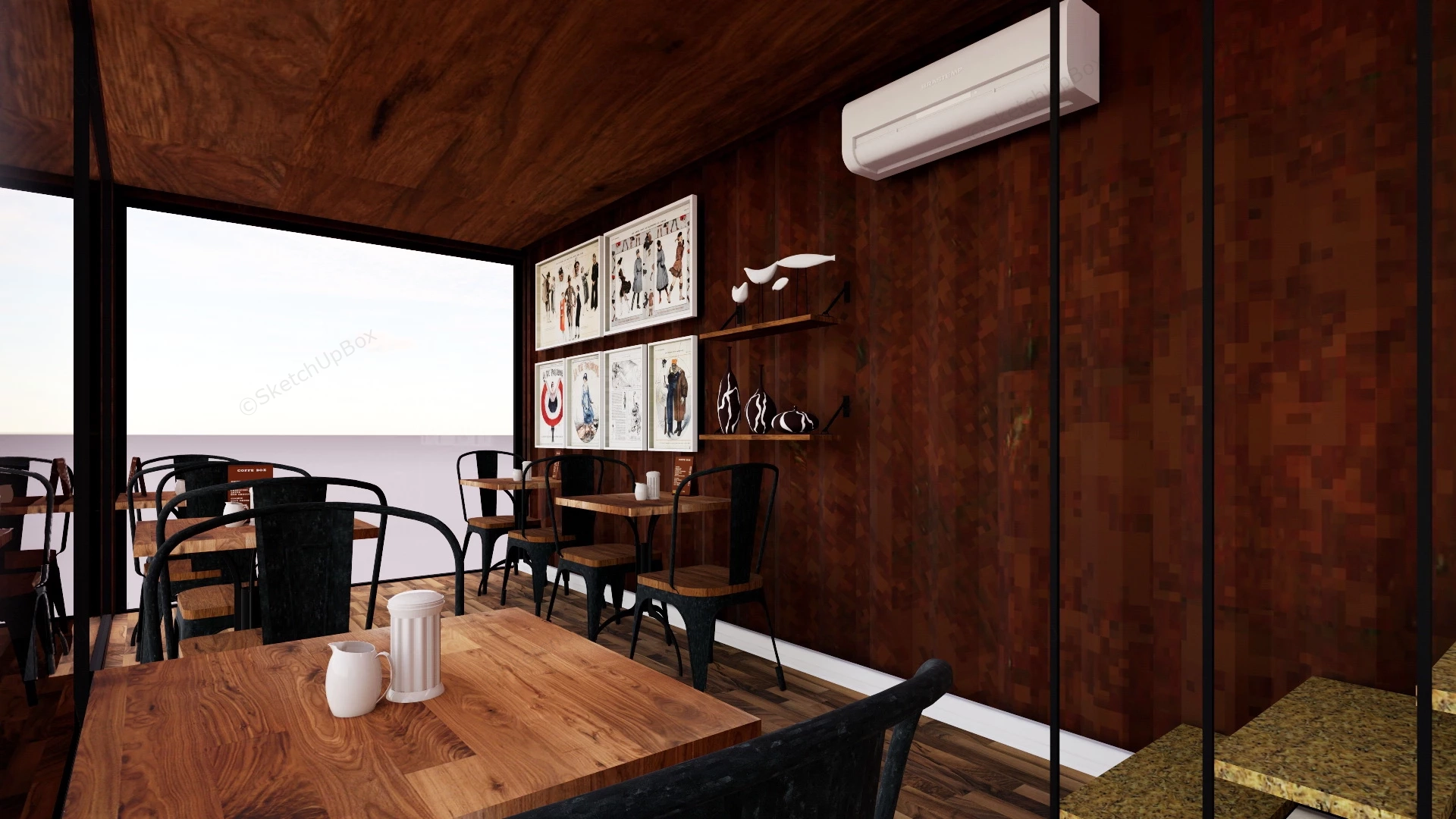 Shipping Container Cafe sketchup model preview - SketchupBox