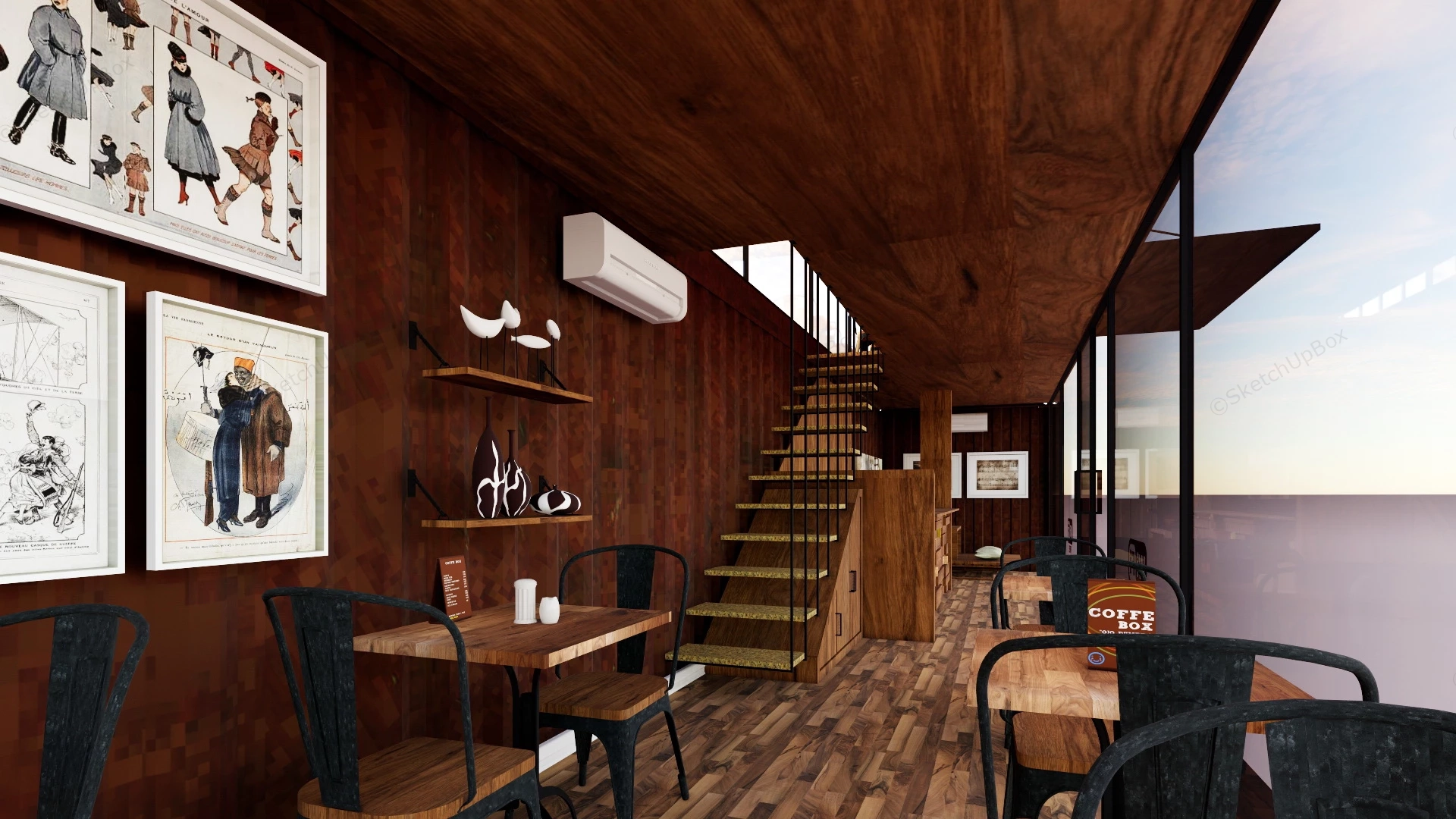 Shipping Container Cafe sketchup model preview - SketchupBox