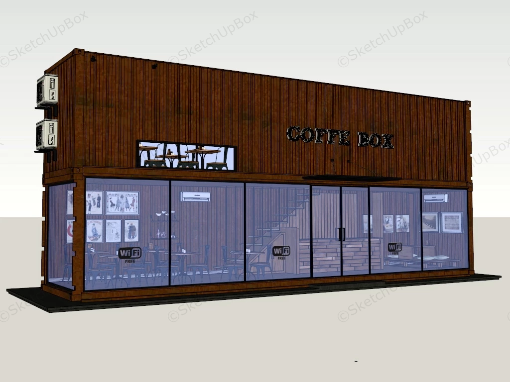 Shipping Container Cafe sketchup model preview - SketchupBox