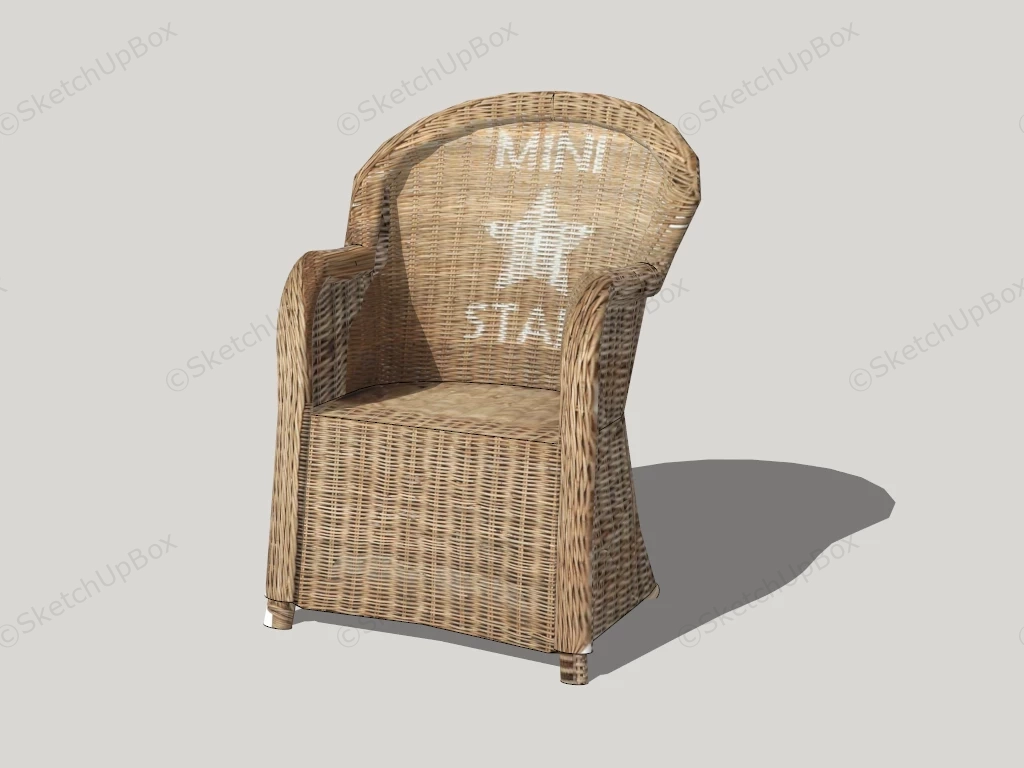 Rattan Wingback Armchair sketchup model preview - SketchupBox