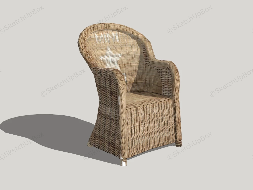 Rattan Wingback Armchair sketchup model preview - SketchupBox