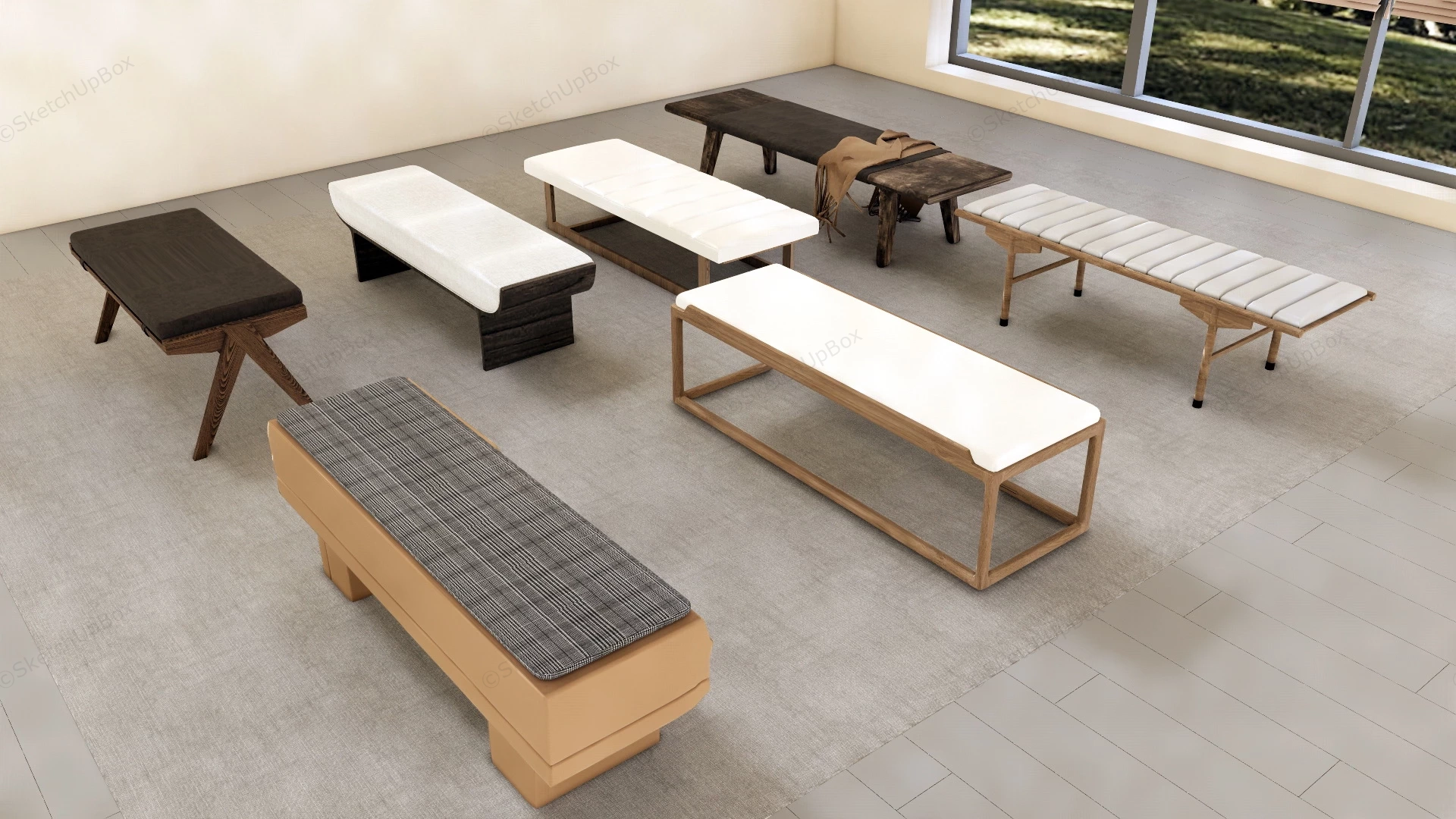 Indoor Bench Seats sketchup model preview - SketchupBox