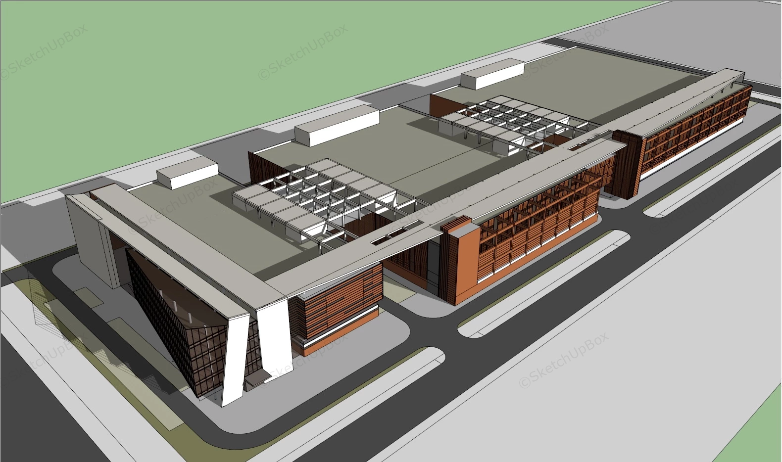 Modern Industrial Park Design sketchup model preview - SketchupBox