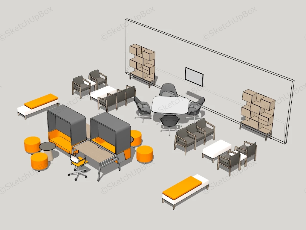 Office Rest Area Furniture sketchup model preview - SketchupBox