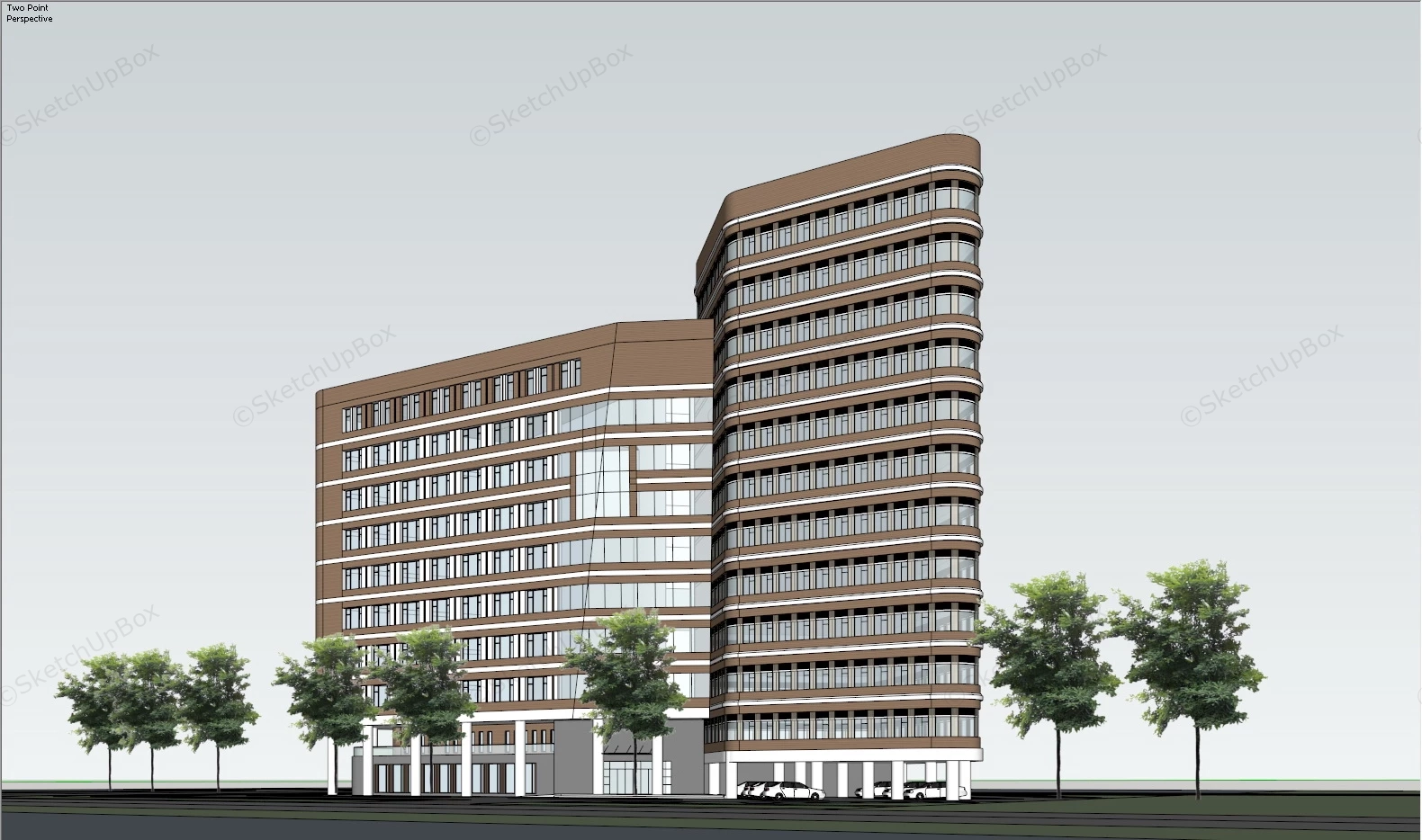 Modern Corporate Office Building sketchup model preview - SketchupBox